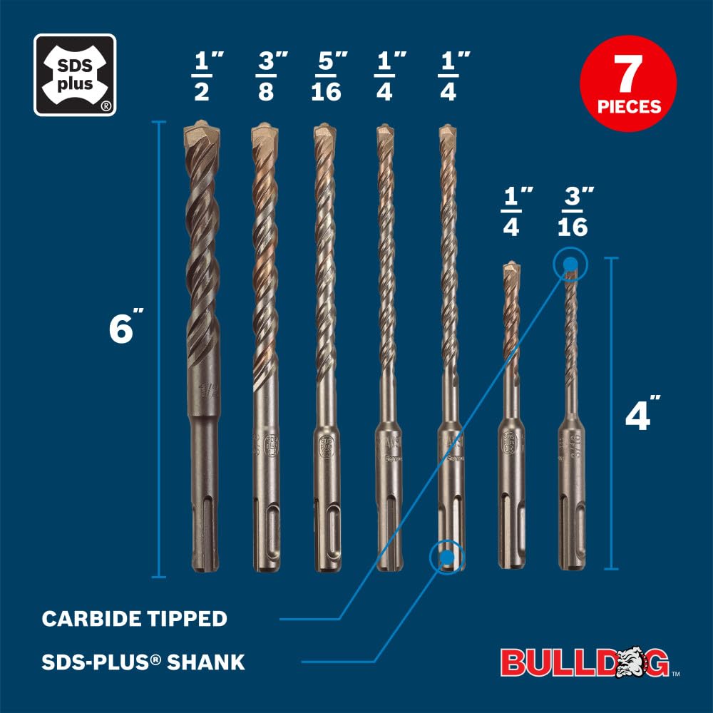 Amazon.com: BOSCH HCK001 7 pc. SDS-Plus Bulldog Rotary Hammer Bit